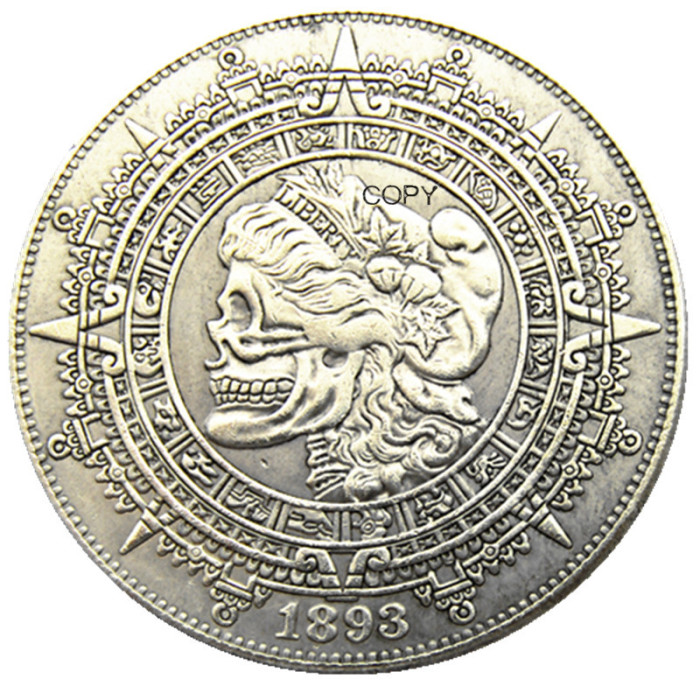 HB(165)HOBO US Morgan Silver Plated Dollar skull zombie skeleton Copy Coin
