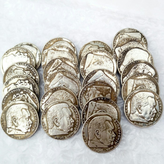 German WW2 Nazi 5 Mark A Set Of(1936-1939ADEFGJ) 24PCS Commemorative Coin Copy