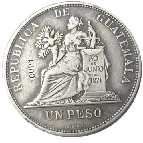 GUATEMALA 1896 1 PESO Silver Plated Copy Coin