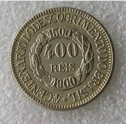 Brazil 1900 400 Réis Silver Plated Copy Coins