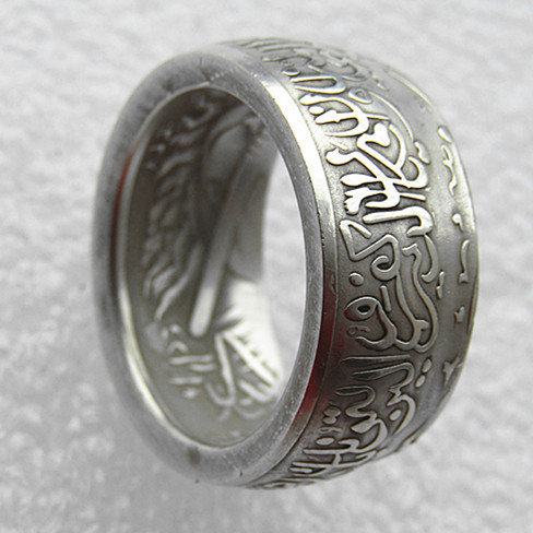 Handmade Ring By ali bin abitalib commemorative-mohammad reza pahlavi Silver Plated Copy Coin In Size 8-16