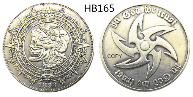 HB(165)HOBO US Morgan Silver Plated Dollar skull zombie skeleton Copy Coin