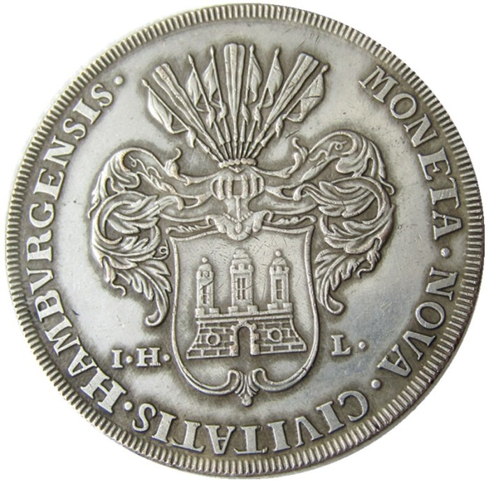 DE(19)Thaler German States Hamburg 1735 IHL silver Plated Copy coin