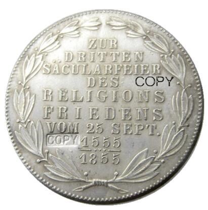 DE(41)Uncirculated 1855 Germany 2 gulden Frankfurt - Peace Au Details CollectibleE Silver Silver Plated Copy Silver Plated Copy