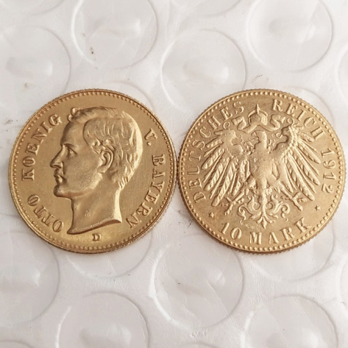 Germany 1912 Bavaria 10 Mark Gold Plated Copy Coins
