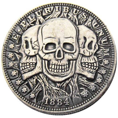 HOBO US Morgan Silver Plated Dollar skull zombie skeleton Copy Coin Type09