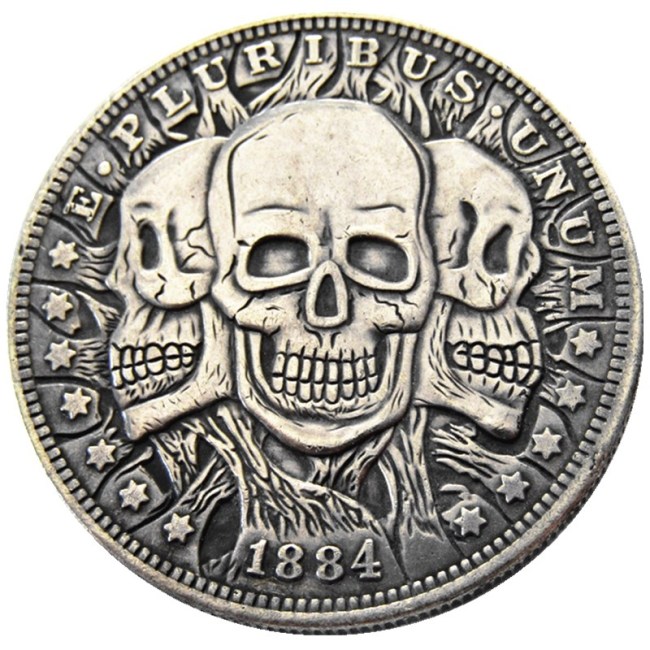HOBO US Morgan Silver Plated Dollar skull zombie skeleton Copy Coin Type09