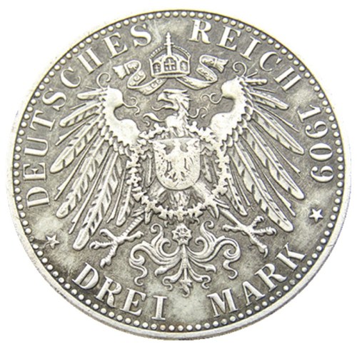 Germany 1909 3 Mark Silver Plated Copy Coin