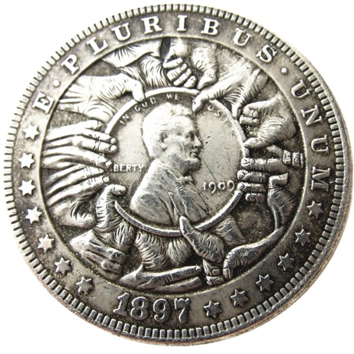 HOBO US Morgan Silver Plated Dollar skull zombie skeleton Copy Coin Type55