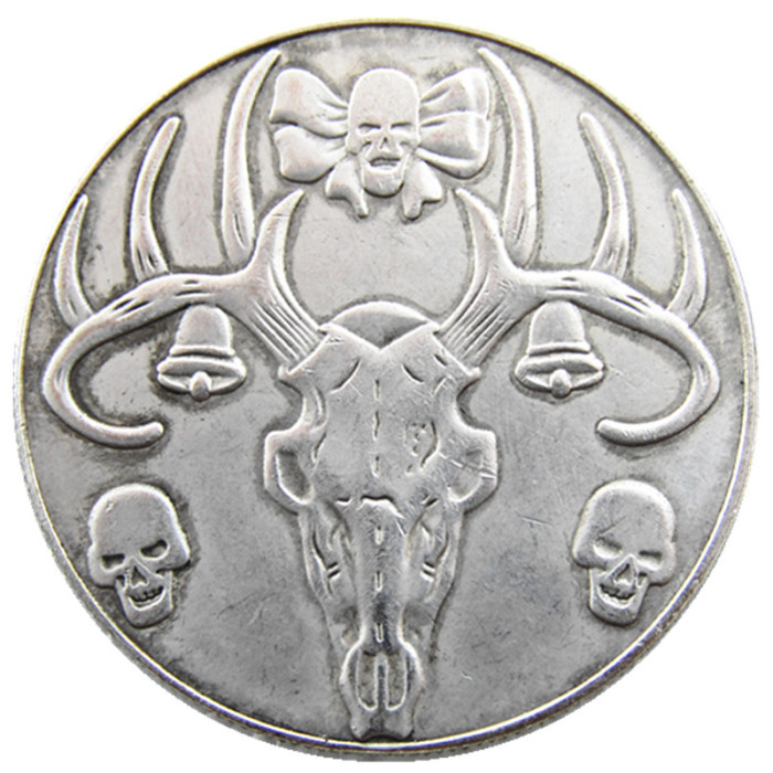 HB(201)HOBO US Morgan Silver Plated Dollar skull zombie skeleton Copy Coin