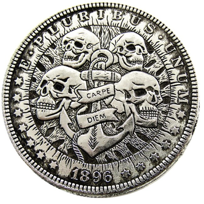 HOBO US Morgan Silver Plated Dollar skull zombie skeleton Copy Coin Type24