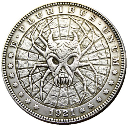 HOBO US Morgan Silver Plated Dollar skull zombie skeleton Copy Coin Type84