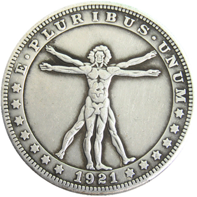 HB132 HOBO US 1921 Morgan Silver Plated Dollar skull zombie skeleton Copy Coin