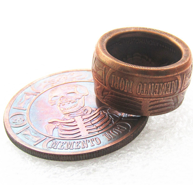 US Momento Mori Copy Coins Copper 'Head' Ring Handmade In Sizes 8-16