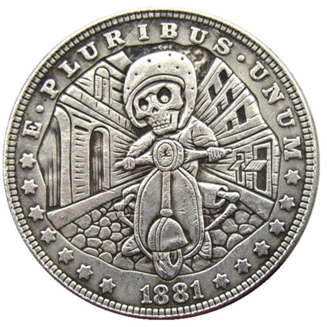 HOBO US Morgan Silver Plated Dollar skull zombie skeleton Copy Coin Type125