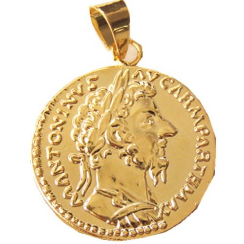 P(14)Coin Pendant Marcus Aurelius, Aureus, Rome, 168 AD, Gold Plated Fashion Jewelry(diameter:20mm)