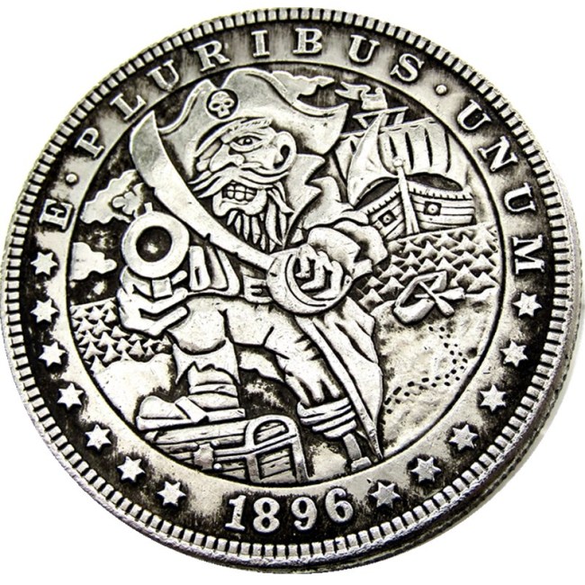 HOBO US Morgan Silver Plated Dollar skull zombie skeleton Copy Coin Type45