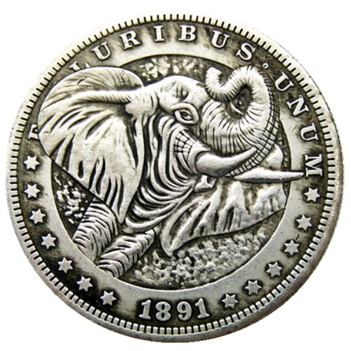 HB66 HOBO US Morgan Silver Plated Dollar skull zombie skeleton Copy Coin