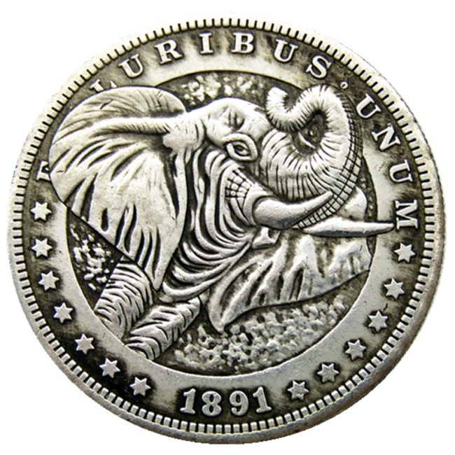 HB66 HOBO US Morgan Silver Plated Dollar skull zombie skeleton Copy Coin