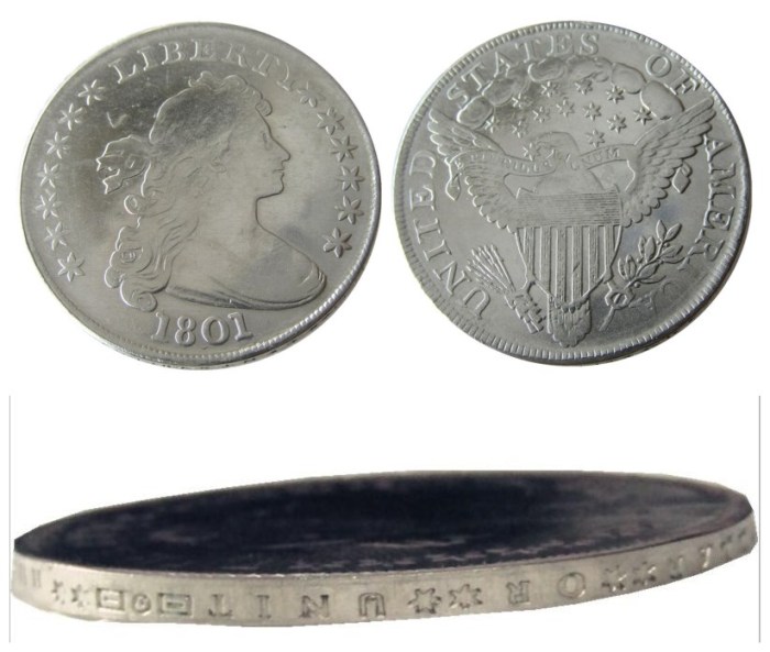 90% Silver US 1801 Draped Bust Dollar Copy Coin