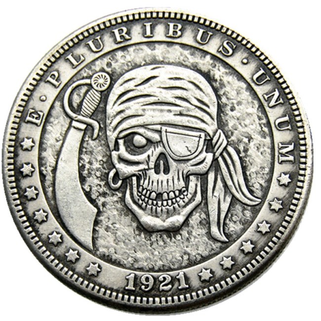 HOBO US Morgan Silver Plated Dollar skull zombie skeleton Copy Coin Type77