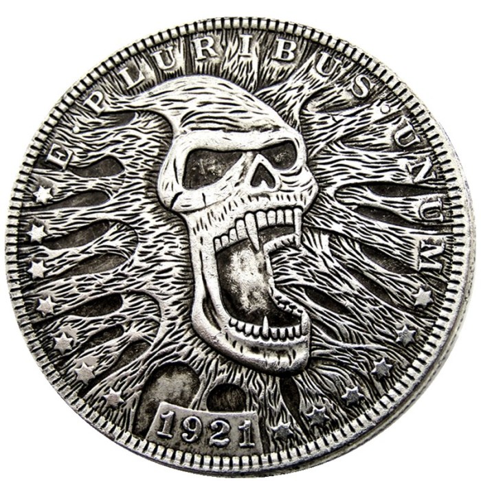 HOBO US Morgan Silver Plated Dollar skull zombie skeleton Copy Coin Type36