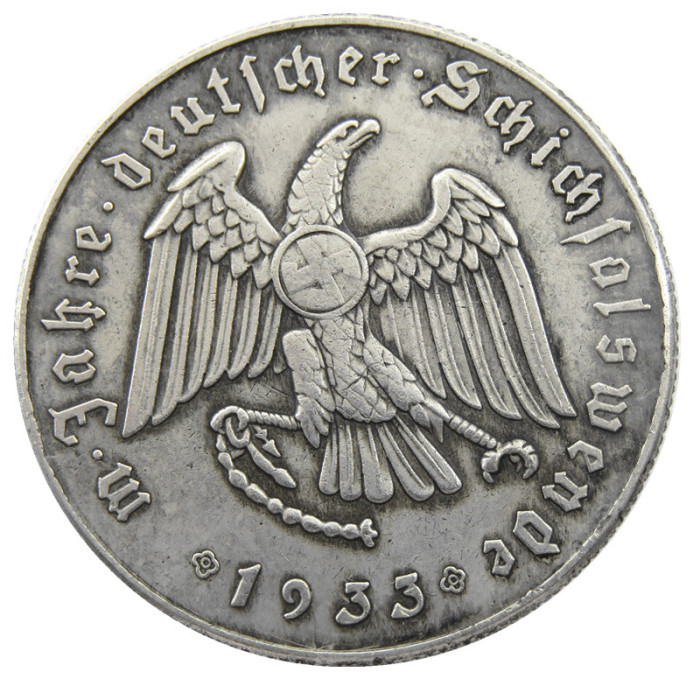 German WW2 5 Mark Commemorative Silver Plated/Gold Plated Coin Copy Type11