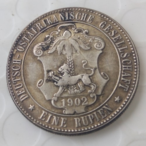 1902 German East Africa 1 Rupie Coin Guilelmus II Imperator Silver Plated Copy coin