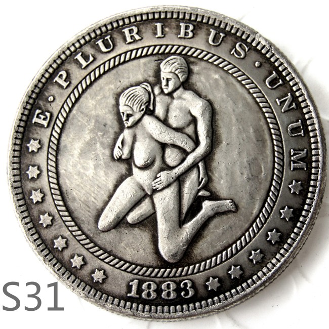 HOBO 1883cc Sex Morgan Silver Plated Dollar Copy Coin TypeS31