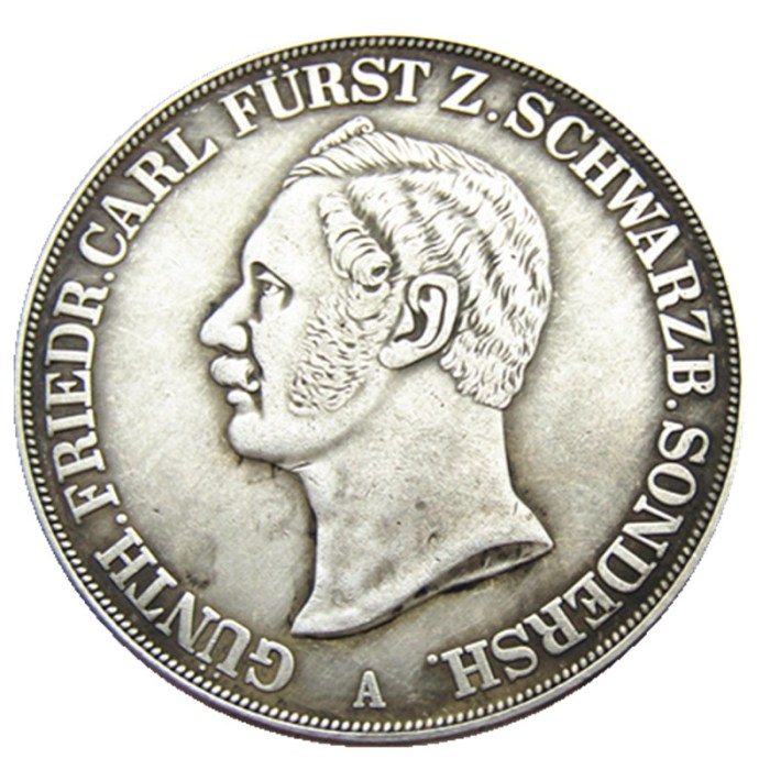 DE(22/24/25)Germany 1841/1845/1854 2 Thaler 3½ Gulden - Günther Friedrich Karl II Silver Plated Copy Coin