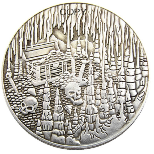 HB(194)HOBO US Morgan Silver Plated Dollar skull zombie skeleton Copy Coin