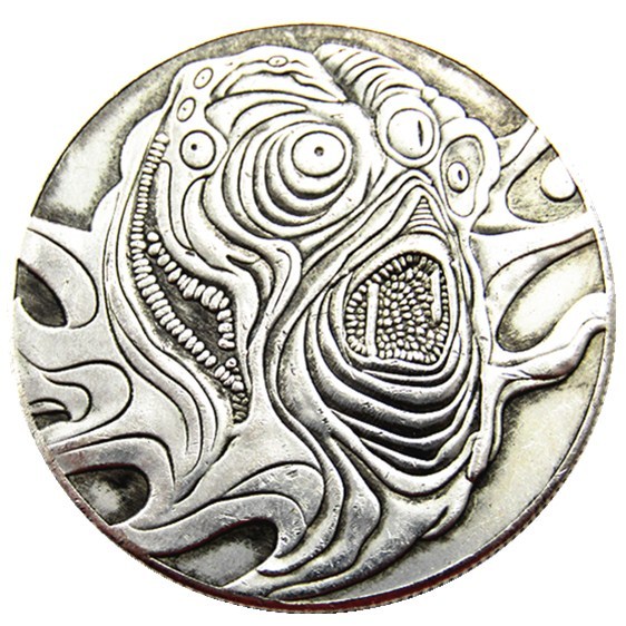 HB135 HOBO US Morgan Silver Plated Dollar skull zombie skeleton Copy Coin