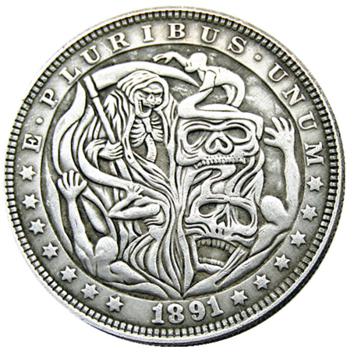 HOBO US Morgan Silver Plated Dollar skull zombie skeleton Copy Coin Type68