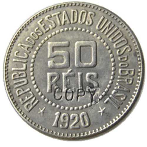 Brazil 1920 50 Reis Nickel Plated Copy Coins