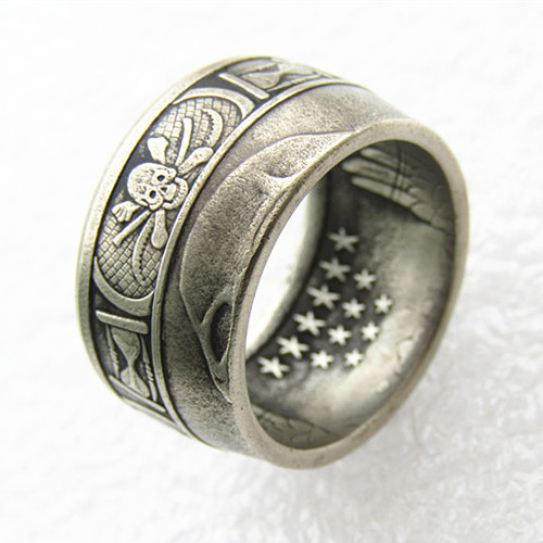 US Momento Mori Copy Coins Alloy 'Head' Ring Handmade In Sizes 8-16