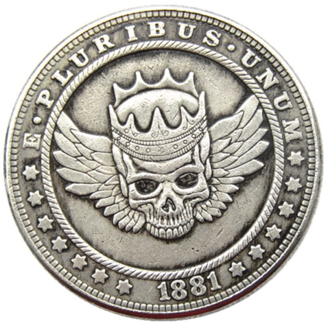 HOBO US Morgan Silver Plated Dollar skull zombie skeleton Copy Coin Type124