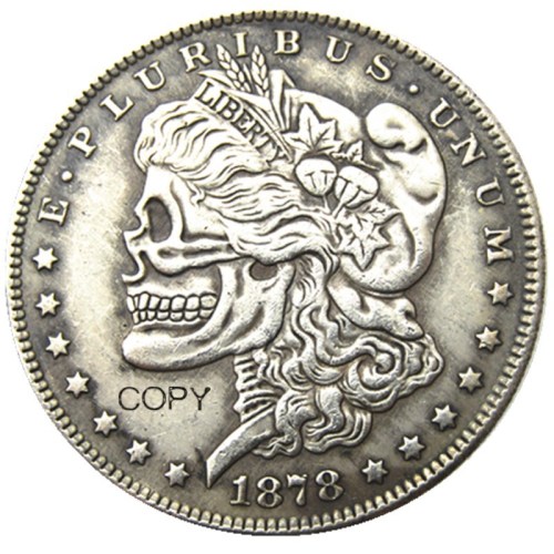 Hobo Morgan Dollar1878/1879 Skull Zombie Skeleton Silver Plated Copy Coins