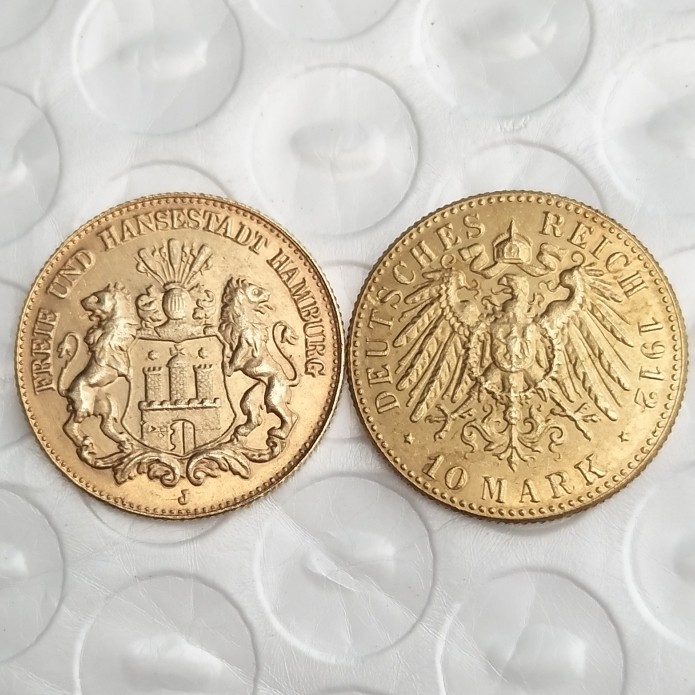 Germany 10 Mark Full set(1902-1913) 11pcs Gold Plated Copy Coins