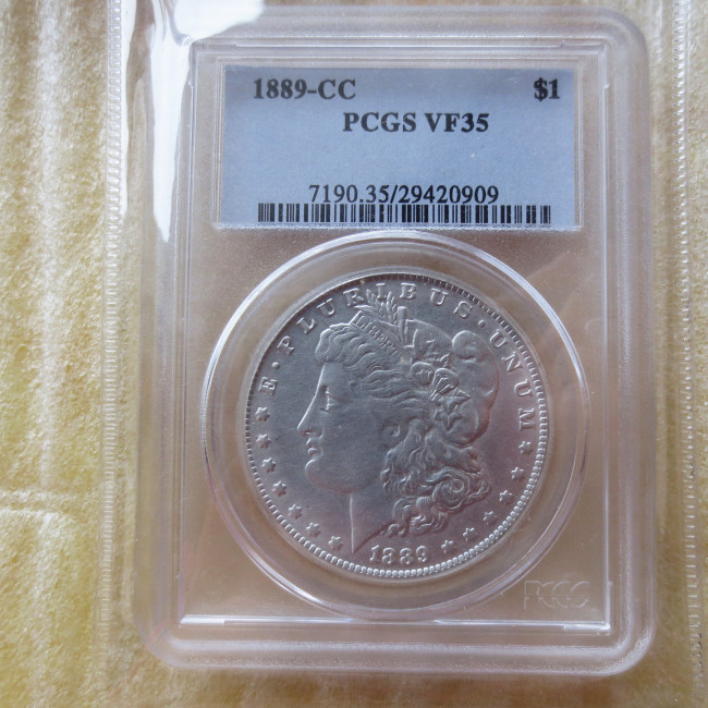 US Coin PCGS 1889CC VF35 $1 Morgan Dollar Silver Coins Currency Senior Transparent Box