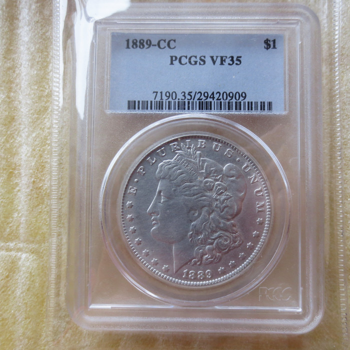US Coin PCGS 1889CC VF35 $1 Morgan Dollar Silver Coins Currency Senior Transparent Box