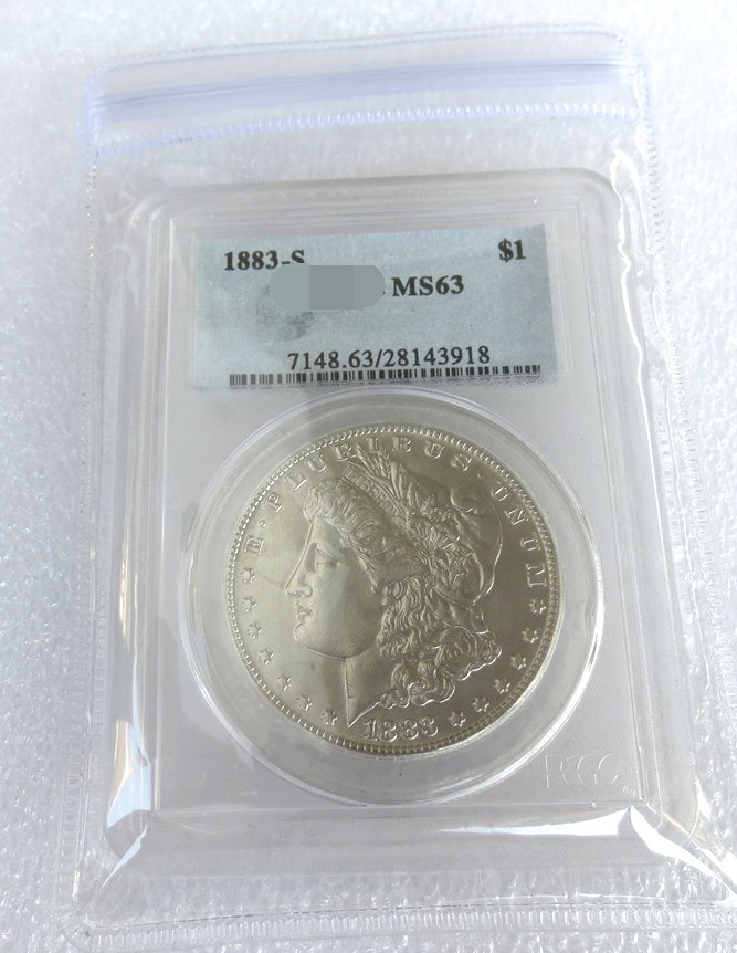 US Coin 1883S MS63 $1 Morgan Dollar Silver Coins Currency Senior Transparent Box