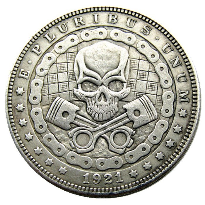 HOBO US Morgan Silver Plated Dollar skull zombie skeleton Copy Coin Type73