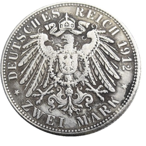Germany 2 Mark 1912 Silver Plated Copy Coins