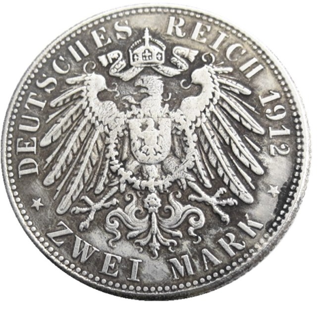 Germany Bavaria 2 Mark 1912 Silver Plated Copy Coins