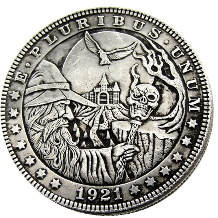HOBO US Morgan Silver Plated Dollar skull zombie skeleton Copy Coin Type34