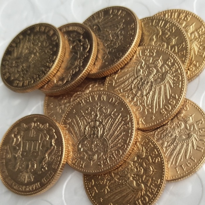 Germany 10 Mark Full set(1902-1913) 11pcs Gold Plated Copy Coins