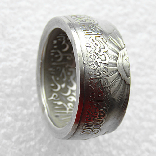 Handmade Ring By ali bin abitalib 'Head' commemorative-mohammad reza pahlavi Silver Plated Copy Coin In Size 8-16