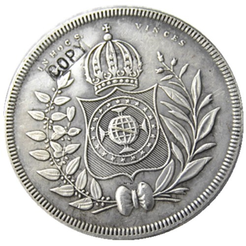 Brazil 1844 400 Reis Silver Plated Copy Coins