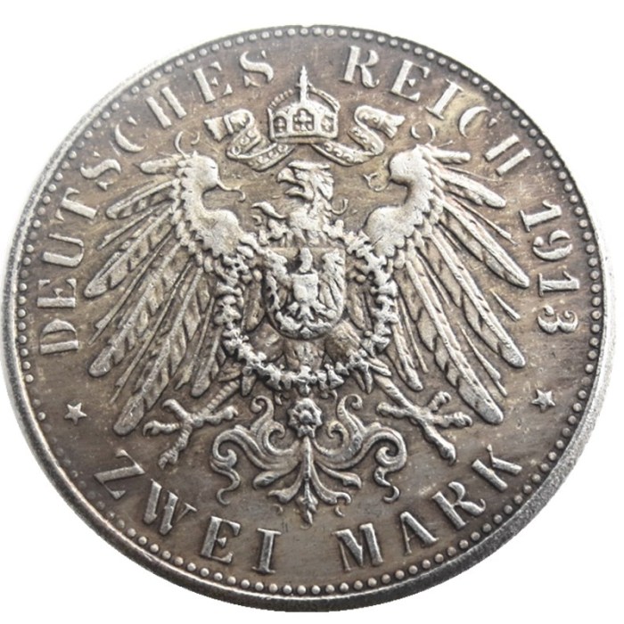 Germany 2 Mark 1913 Silver Plated Copy Coins