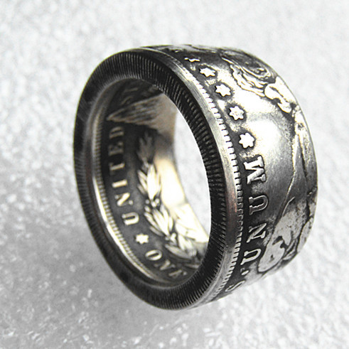 90% Silver US Morgan Dollar '1897' Date Coin Ring Handcrafted US Size 6-16